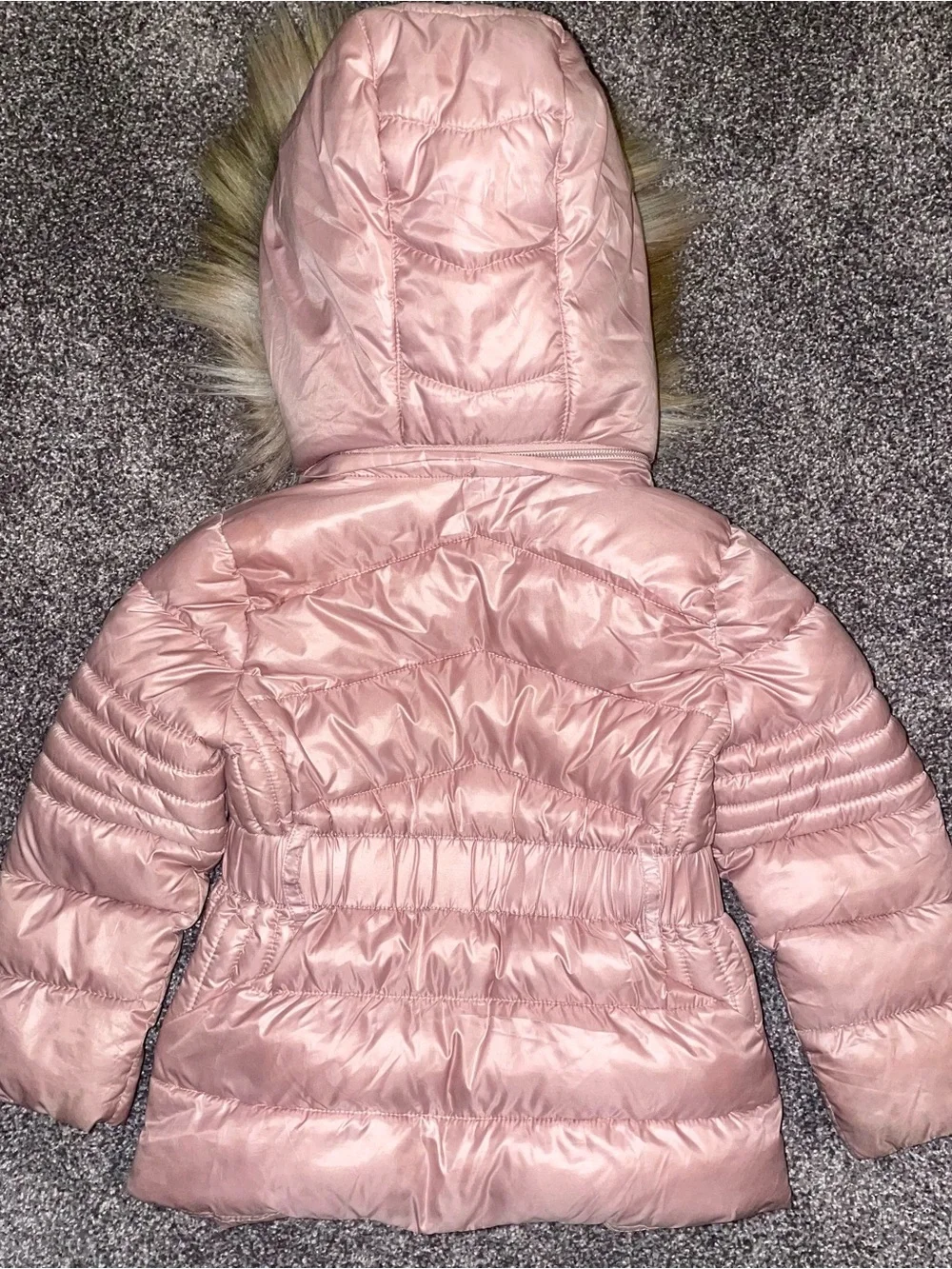MICHAEL Michael Kors Girls' Light Pink Puffer Jacket with Faux Fur Hood+ peacoat